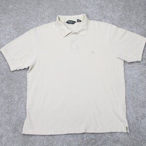 Eddie Bauer Polo Shirt Mens Medium Tan 100% Cotton Short Sleeve‎ Pullover